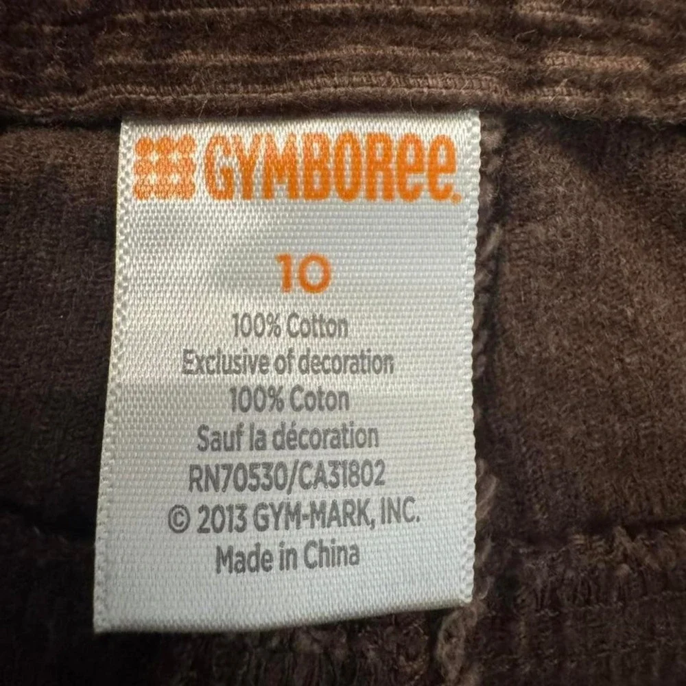 Gymboree Girls Brown Corduroy Pants With Flower Details Size 10 100% Cotton Boho